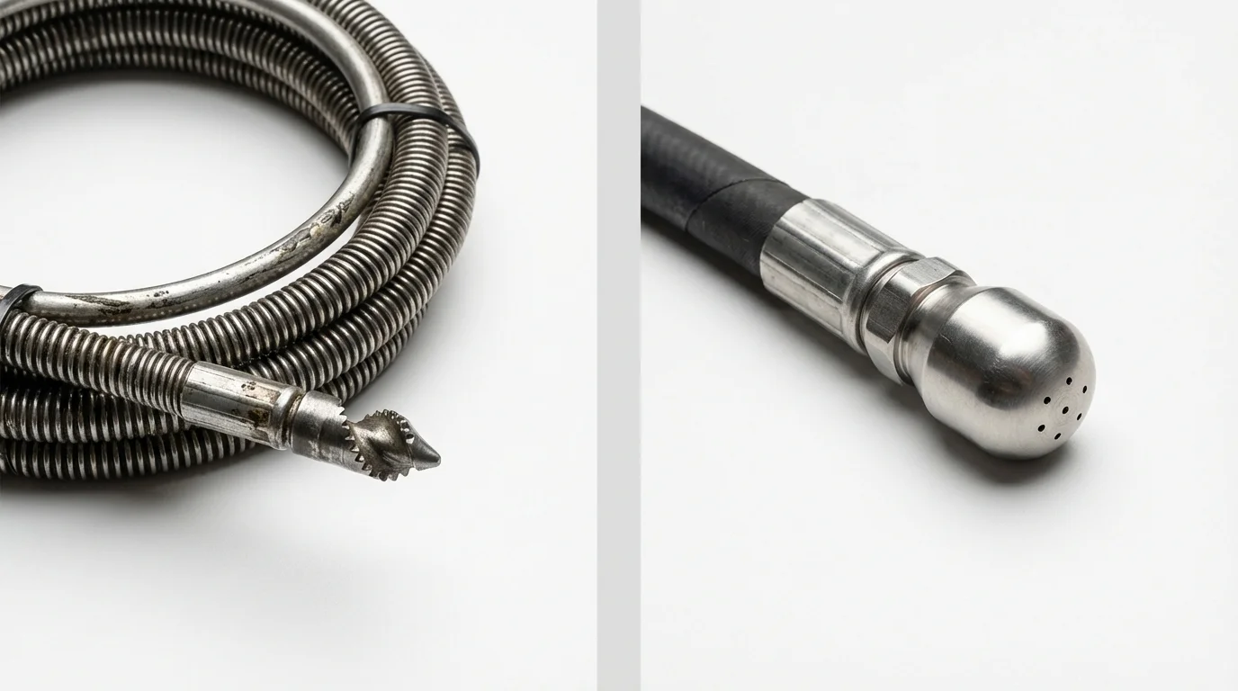 Drain snake cable and hydro jetting nozzle used for drain cleaning in Price, UT