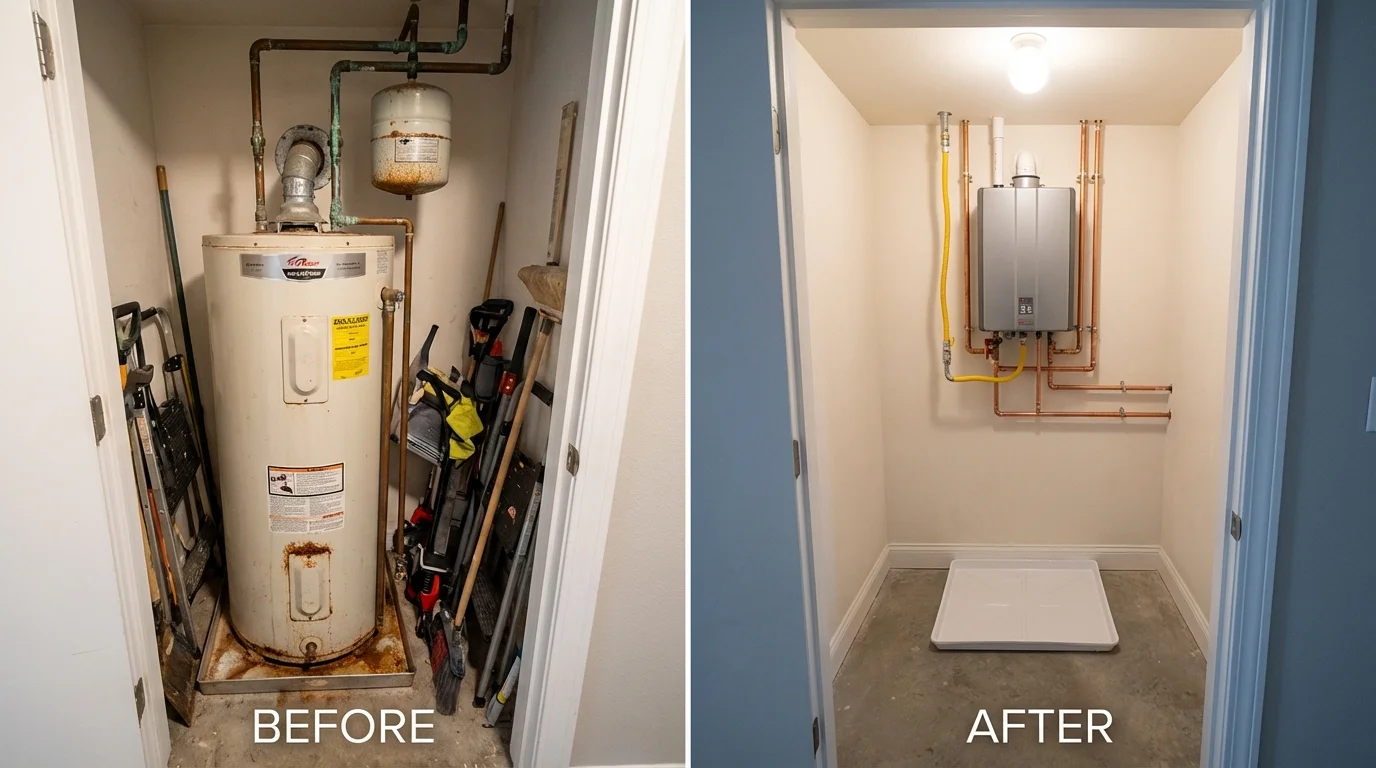 Tank water heater versus wall-mounted tankless unit comparison for Price, UT homeowners