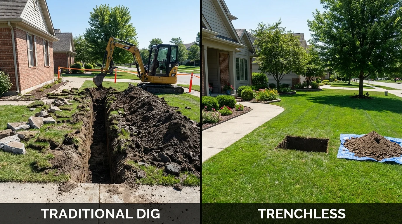 Trenchless sewer repair with minimal yard damage versus traditional excavation in Price, UT